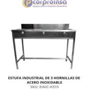 ESTUFA INDUSTRIAL DE 3 HORNILLAS DE ACERO INOXIDABLE