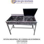ESTUFA INDUSTRIAL DE 4 HORNILLAS ECONÓMICA CON PLANCHA