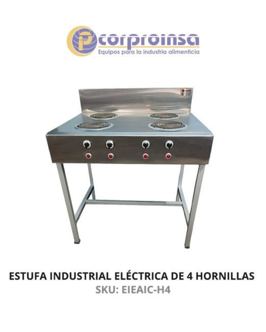 ESTUFA INDUSTRIAL ELÉCTRICA DE 4 HORNILLAS