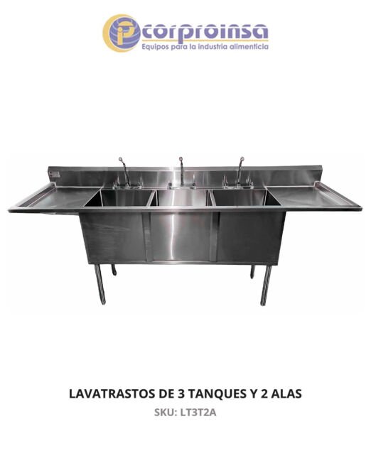 LAVATRASTOS DE 3 TANQUES Y 2 ALAS