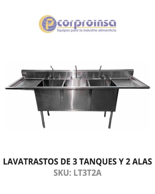 LAVATRASTOS DE 3 TANQUES Y 2 ALAS