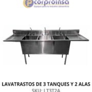 LAVATRASTOS DE 3 TANQUES Y 2 ALAS