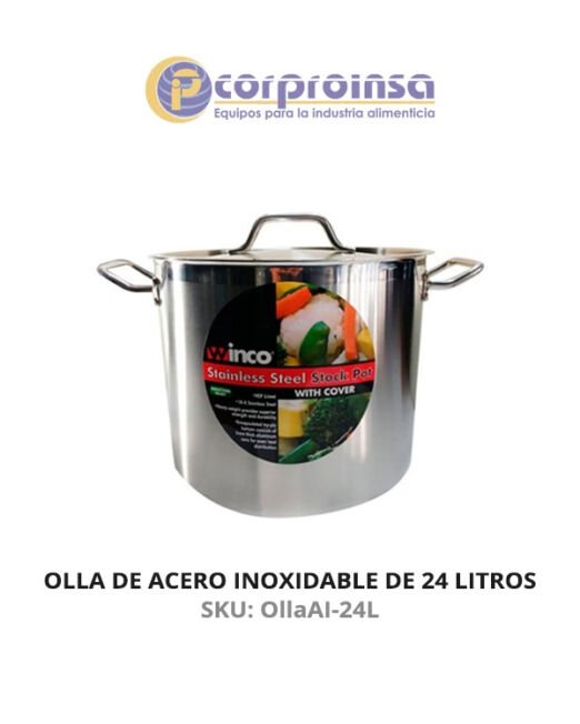 OLLA DE ACERO INOXIDABLE DE 24 LITROS WINCO