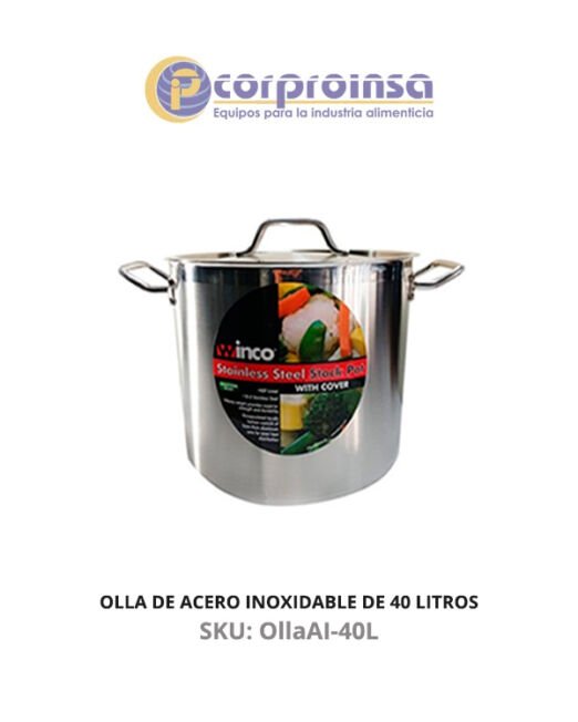 OLLA DE ACERO INOXIDABLE DE 40 LITROS WINCO