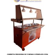CARRETA FREIDORA DE 3 BOWLS (PEROLES) CON VITRINA