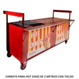 CARRETA PARA HOT DOGS DE 2 METROS CON TOLDO