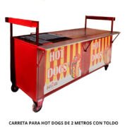 CARRETA PARA HOT DOGS DE 2 METROS CON TOLDO