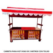 CARRETA PARA HOT DOGS DE 2 METROS CON TOLDO