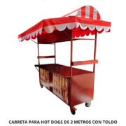CARRETA PARA HOT DOGS DE 2 METROS CON TOLDO