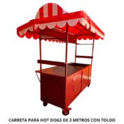 CARRETA PARA HOT DOGS DE 2 METROS CON TOLDO