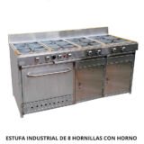 ESTUFA INDUSTRIAL DE 8 HORNILLAS CON HORNO