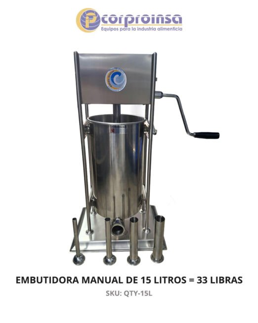 EMBUTIDORA MANUAL DE 15 LITROS = 33 LIBRAS