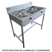 ESTUFA INDUSTRIAL DE 2 HORNILLAS CON QUEMADORES GRANDES