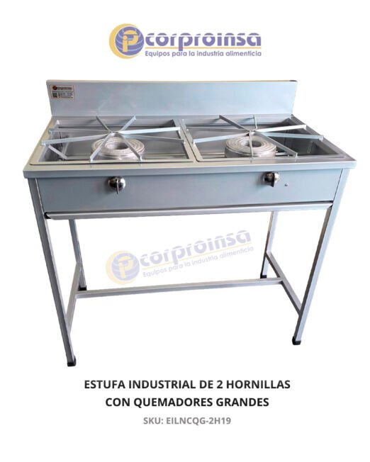 ESTUFA INDUSTRIAL DE 2 HORNILLAS CON QUEMADORES GRANDES