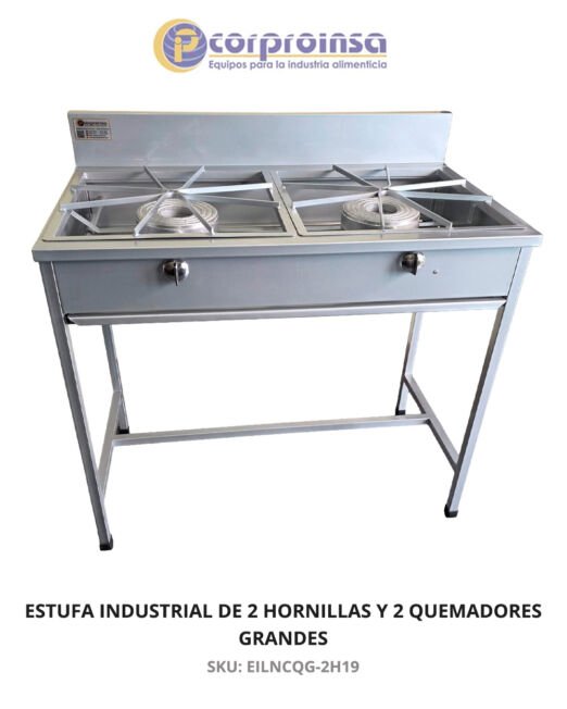ESTUFA INDUSTRIAL DE 2 HORNILLAS CON QUEMADORES GRANDES