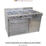 ESTUFA INDUSTRIAL DE 6 HORNILLAS CON HORNO